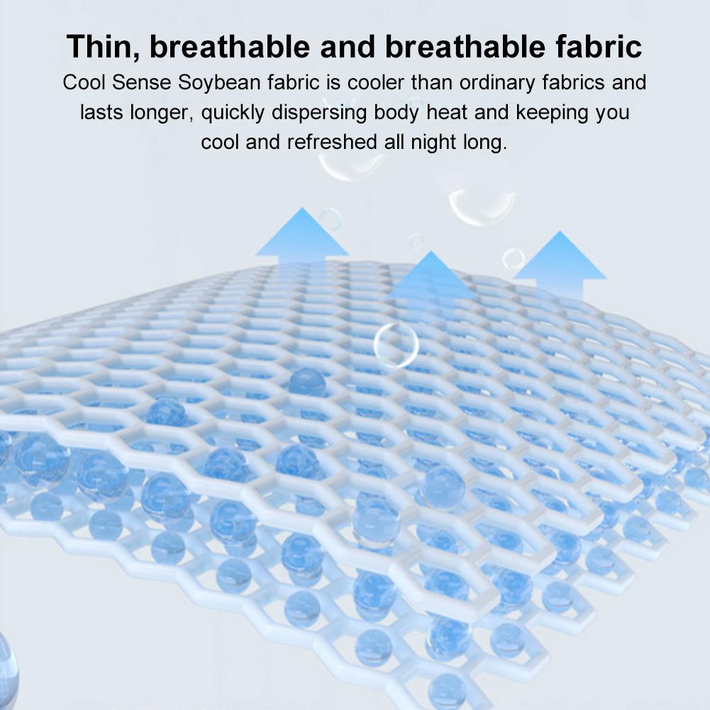 2PCS Cooling Pillowcase Solid Color Ice Bean Pillowcase Washable Air Conditioning Cover Washable (No Pillow) 48x74cm for Home