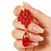 Elegant Alloy Drop Earrings For Women With Flower Shape And Rhinestone Detailing For Gift Giving