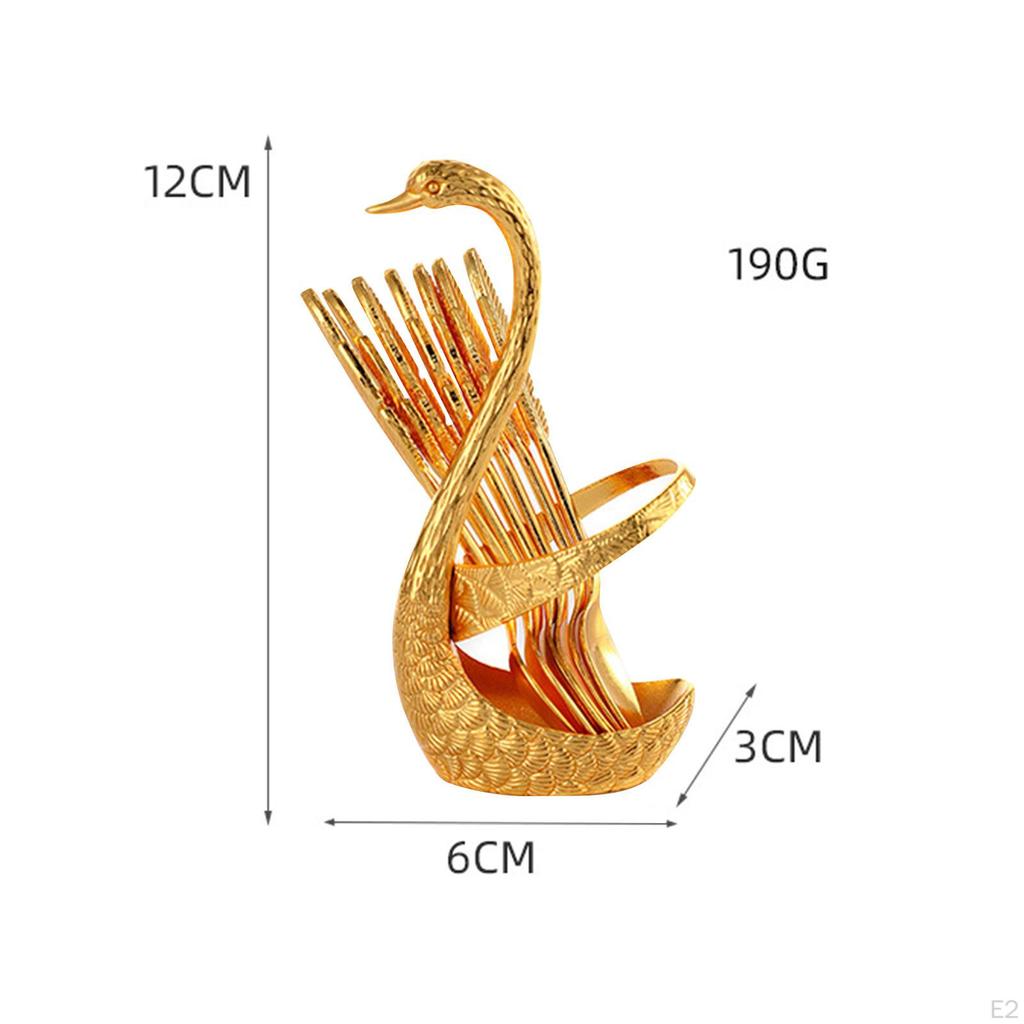 Coffee Spoon Holder Decorative Swan Base Set Teaspoons Flatware Spoons