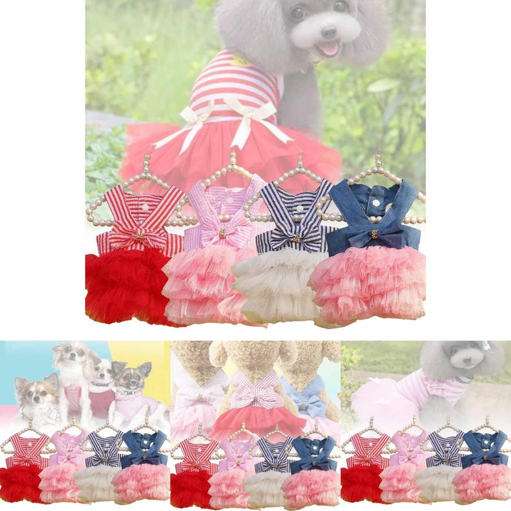 Cute Summer Pink And White Striped Pet Dress For Small Dogs And Cats
