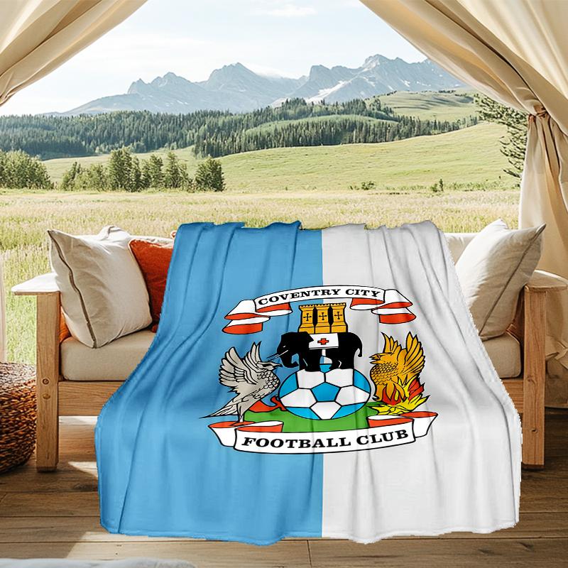 1PC Coven-try Football Club Crest Printed Soft Flannel Blanket Throw for Adult Bedroom Living Room Sofa Camping Travel Fan gifts Christmas Gifts