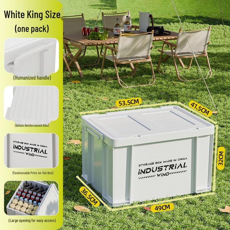 Large Capacity Outdoor Camping Storage Box with Lid - Thick Plastic Car Trunk Organizer