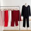 Lace Long Sleeve Pajama Set: Women's Loose-Fit Autumn/Winter Wear, Versatile for Outdoor Use.