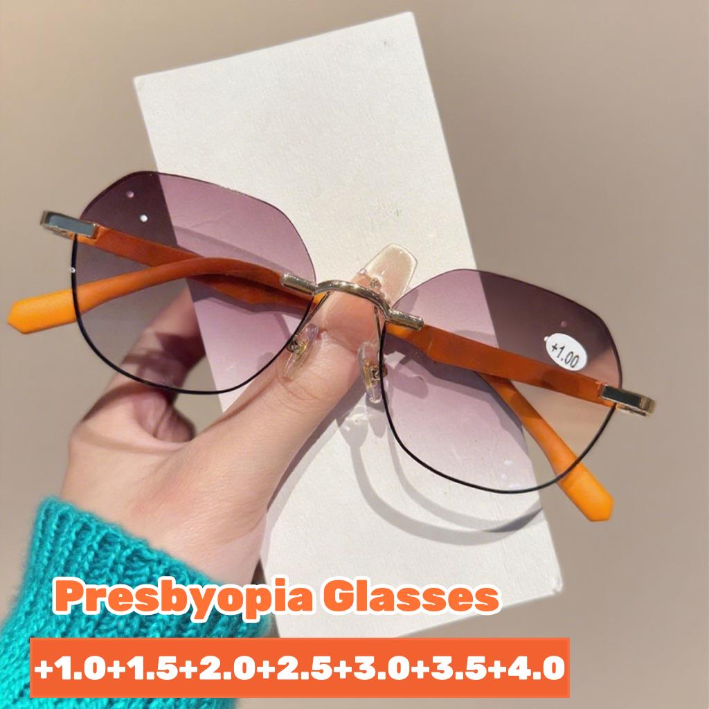 Fashion Vintage Polygonal Reading Glasses Men Trendy Metal Frame Anti Blue Light Presbyopic Eyewear Outdoor Shading Sunglasses