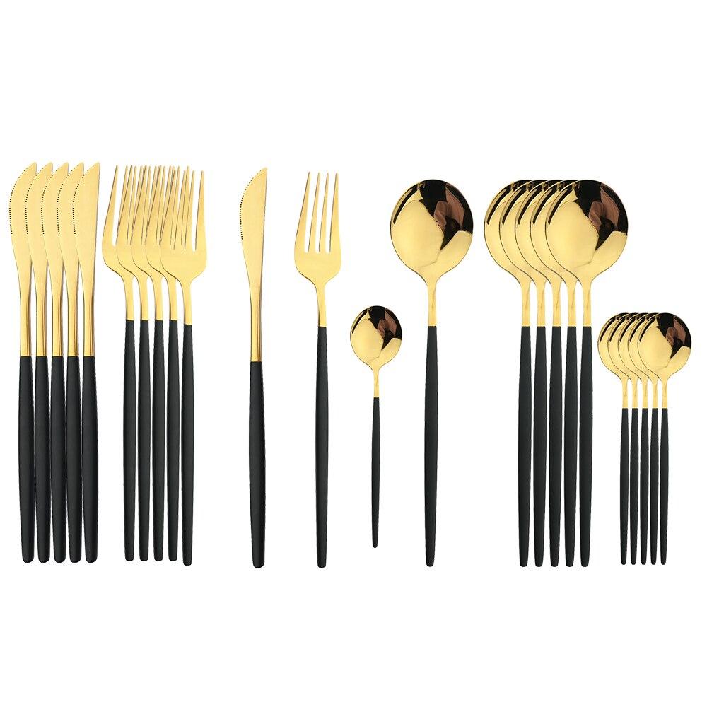 24Pcs Dinnerware Set With Gift Box Knife Fork Spoon Dinner Dinnerware Flatware Set Stainless Steel Tableware Silverware Eating Kitchen