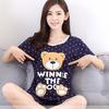 Women's Cute Summer Pajama Set - Short-Sleeved Top & Shorts, Casual Cartoon Loungewear for Indoors and Out.