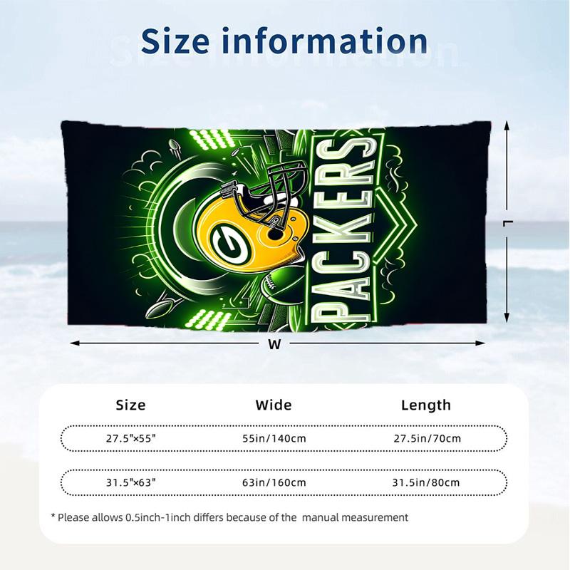 Green Bay Packers (1) Theme Beach Towel Sand Resistant Soft And Comfortable Suitable For The Pool Camping Yoga And Diving A Travel