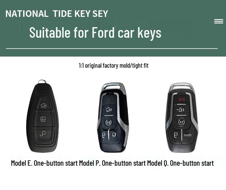 Genuine Leather Key Case for 2017-18 Ford Explorer/Mustang with Suede Buckle