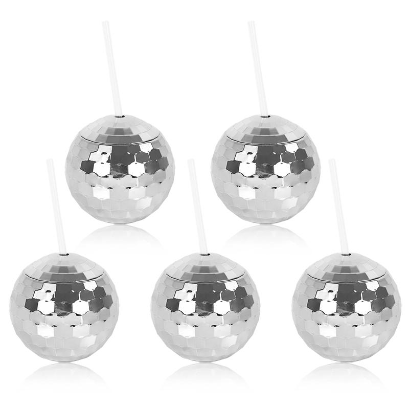 5Pcs Disco Ball Cup with Straw Bachelorette Hen Party Wedding Bridal Shower Supplies Summer Beach Pool Birthday Party Decoration