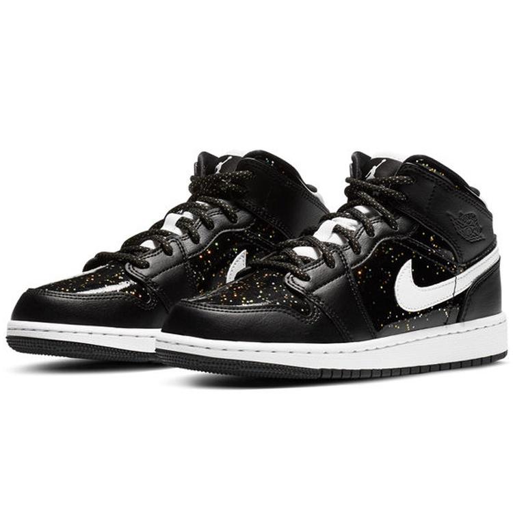 (GS) Air Jordan 1 Mid SE 'Black Glitter' Kids' AV5174-001