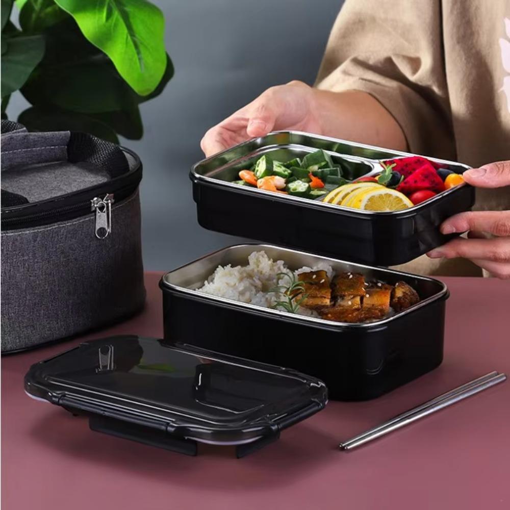 Rectangular Food Storage Box Leak-Proof Fresh-keeping Box Double Layer Thermal Lunch Box  Canteen