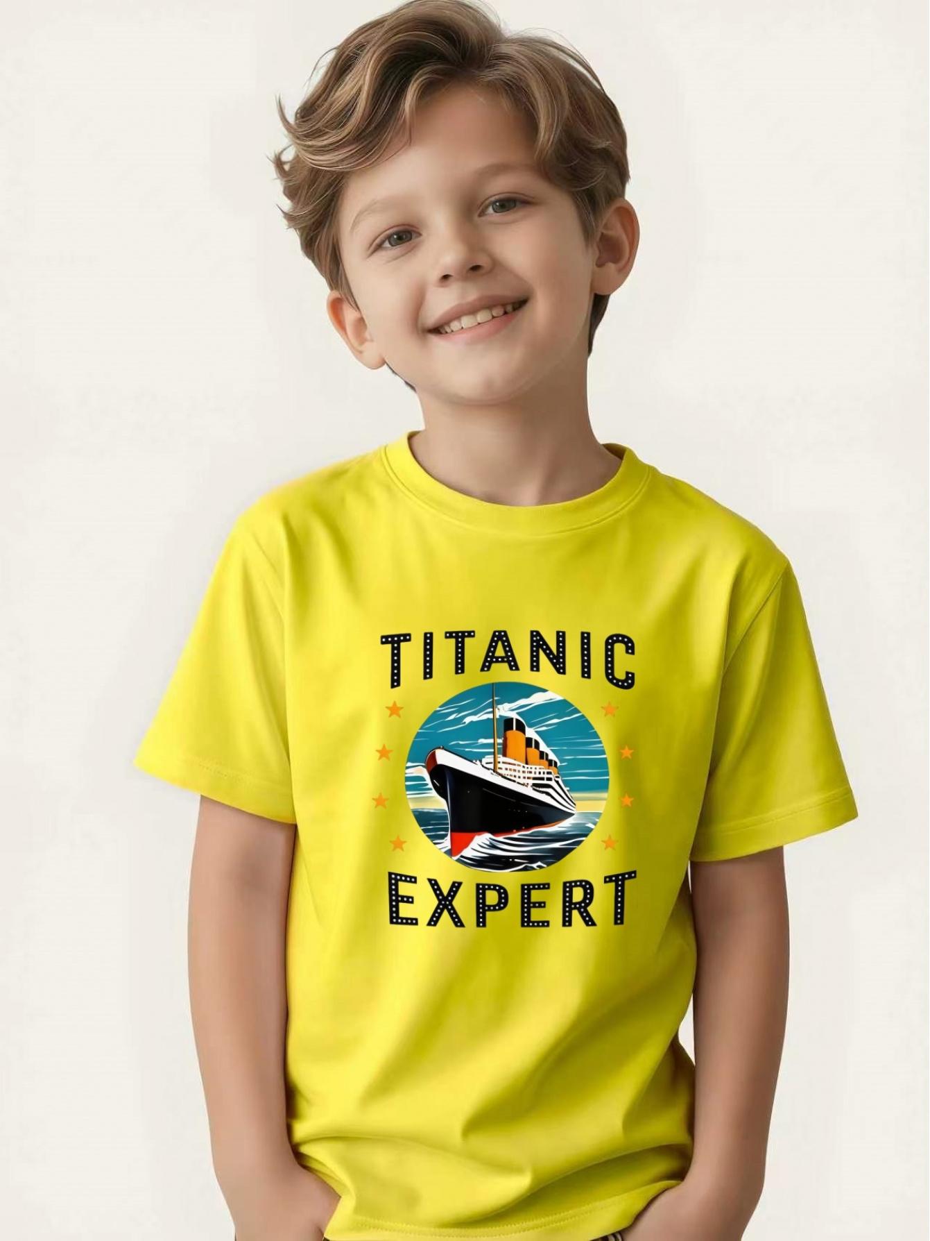 

Children s Classic Titanic Theme Short Sleeve Boys Summer Round Neck T-Shirt 160