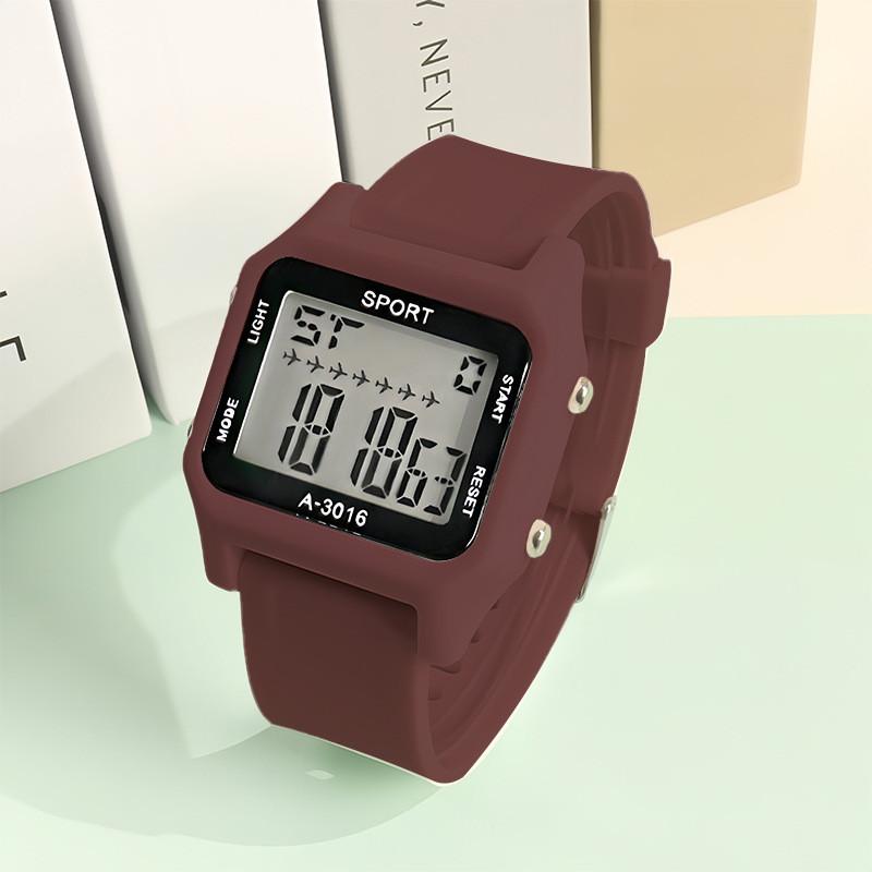 Student Led Digital Watch With Alarm For Teens And Kids Nonwaterproof Sport Style Brown