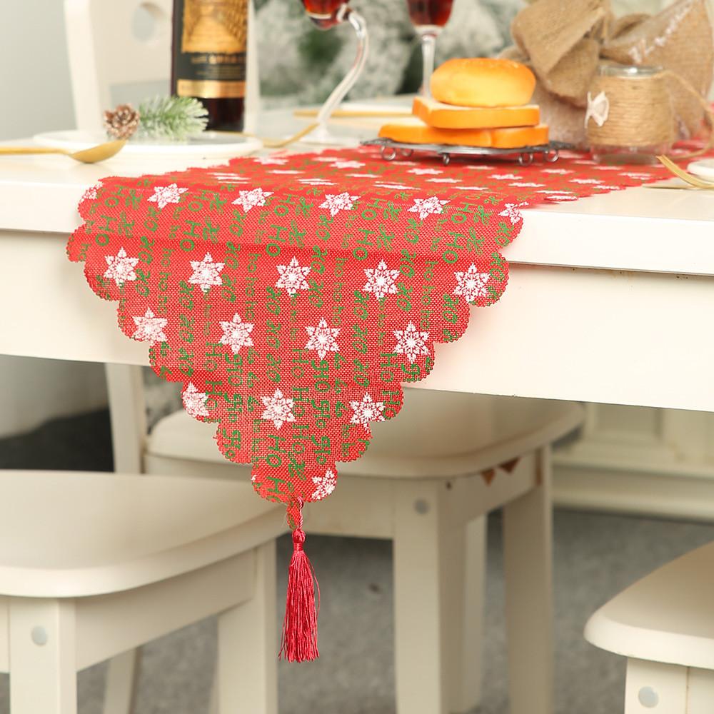 

Luxurious Christmas Table Runner Featuring Stunning Burlap Prints For Festive Dining Decor Style E