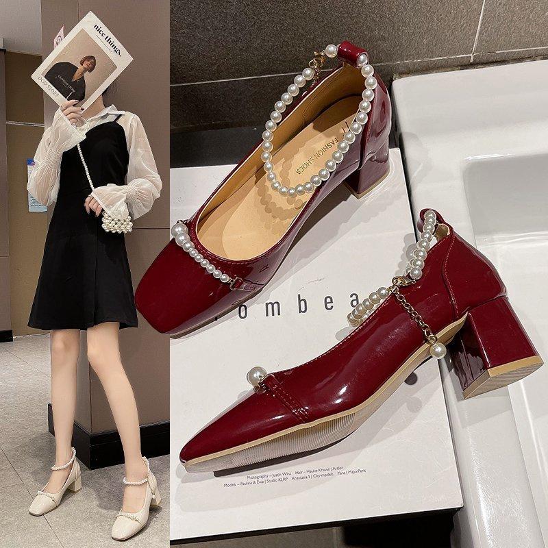 Verano New Mary Jane Zapatos de Mujer Cuero Suave Tacón Medio Noche Brisa Zapatos  Suaves Zapatos de Tacón Alto Zapatos de Tacón Grueso comprar a buen precio  — entrega gratuita, reseñas reales