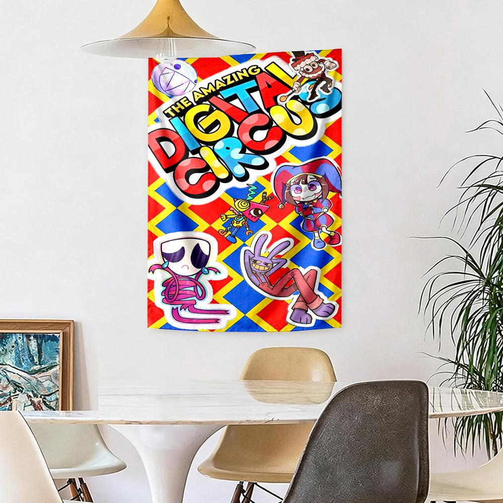 Digital Circus Wall Decor Tapestry Art For Pet Memorial Birthdaywedding Party Backdrop Family Gift