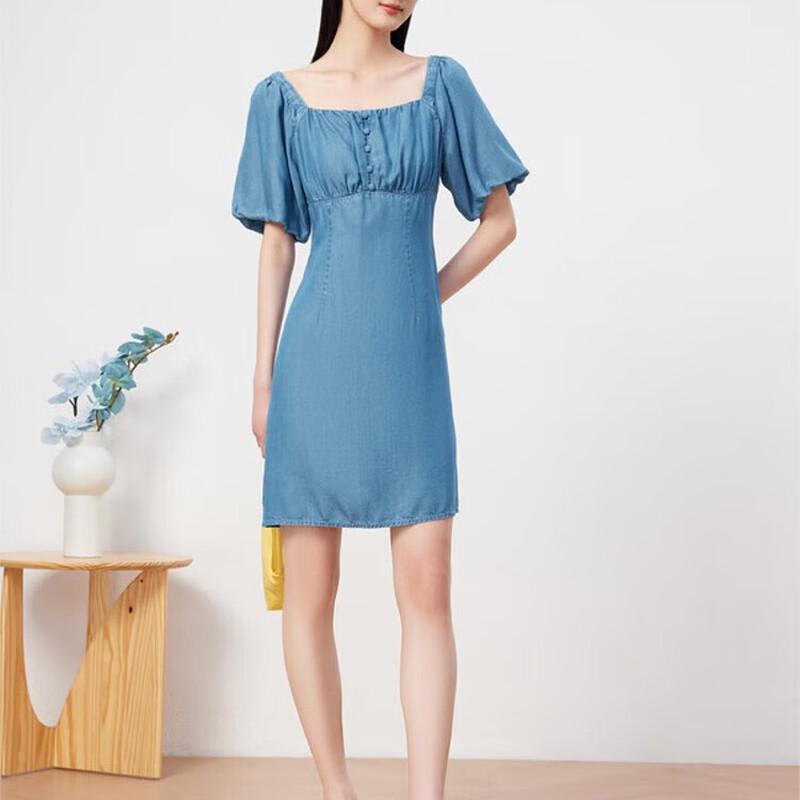 

JZ Annakou Women s Tencel Denim Square-Neck Dress L