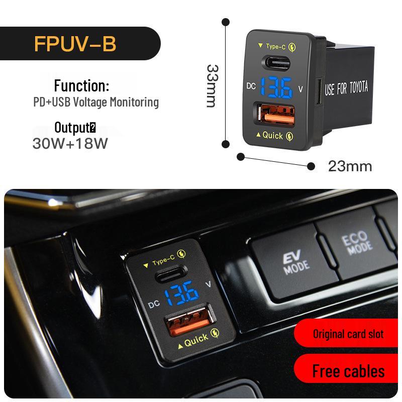 48W QC3.0 Fast Charge Type C Car Charger for Toyota