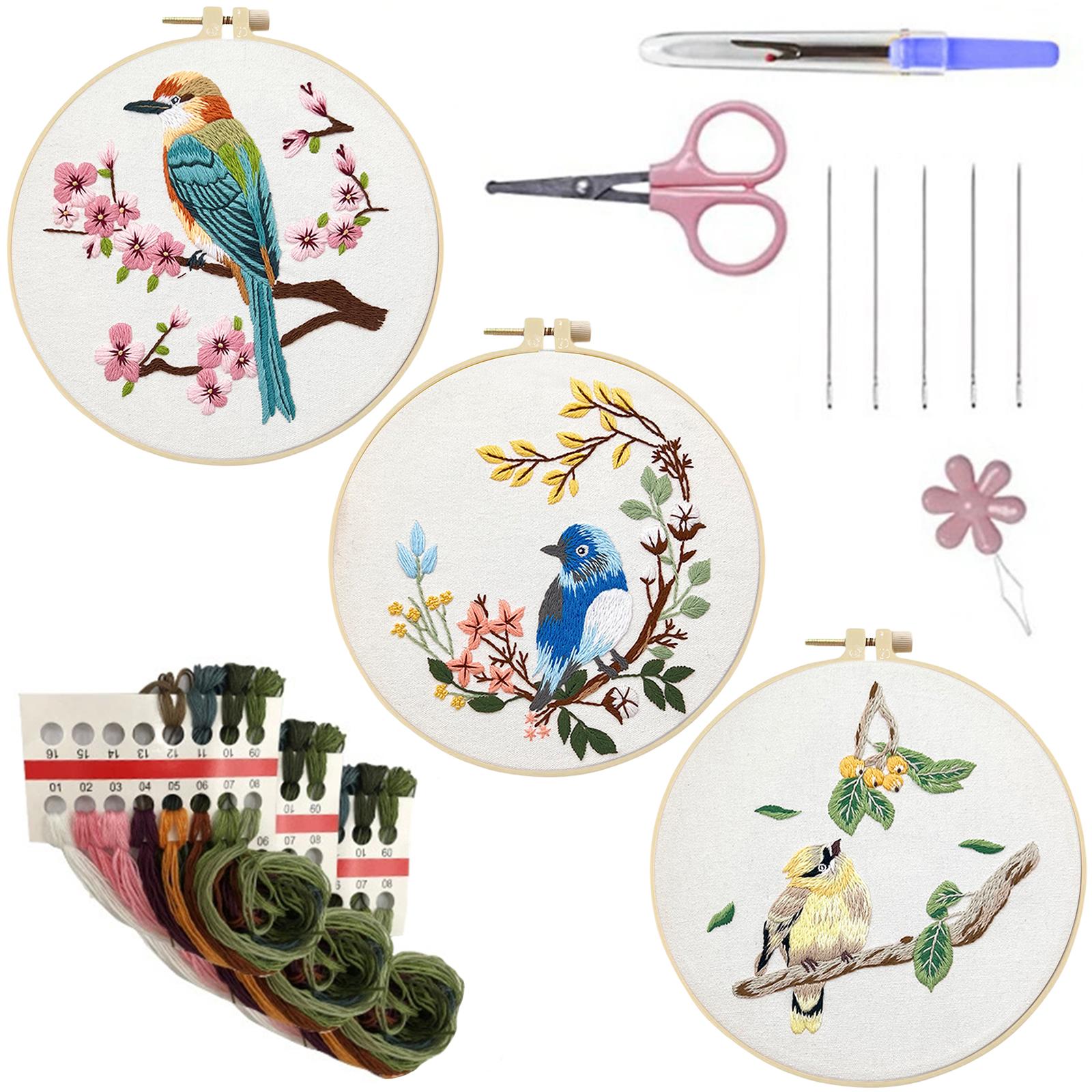 

3 Pack Animal DIY Embroidery Stitches Practice Kit with Embroidery Hoop 30x30cm for Beginners Adults Hand Craft Lover Gift