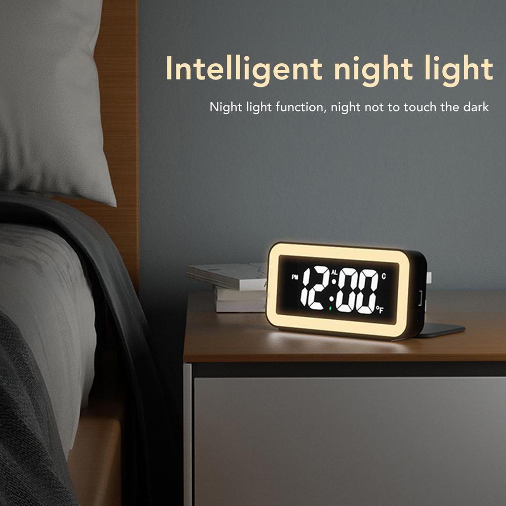 Wireless Charging Alarm Clock USB Reverse Charging LED Large Screen Rectangle Digital Alarm Clock for Bedroom