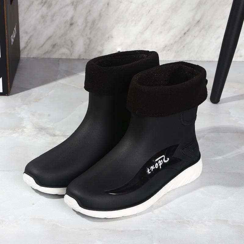 New Thick-soled Velvet Warm Fishing Special Rain Boots Rubber Shoes Waterproof and Non-slip Water Shoes Men's Rain Shoes Short Tube Thickened