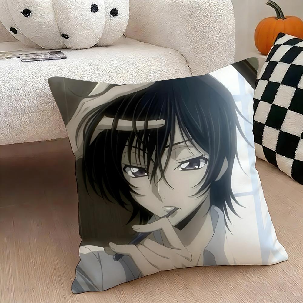 Anime CcODE GEASS Cushion Cover Natural Linen Double Sided Print Throw Pillow Case for Sofa Couch Home Decor