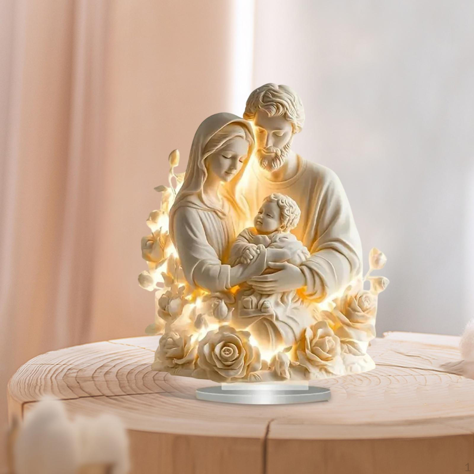 

2D Иисус Святой Фигура Украшения Акриловый Настольный Знак Художественное Произведение Коллекционирование Праздничный Плоский Рабочий Стол White Holy Family