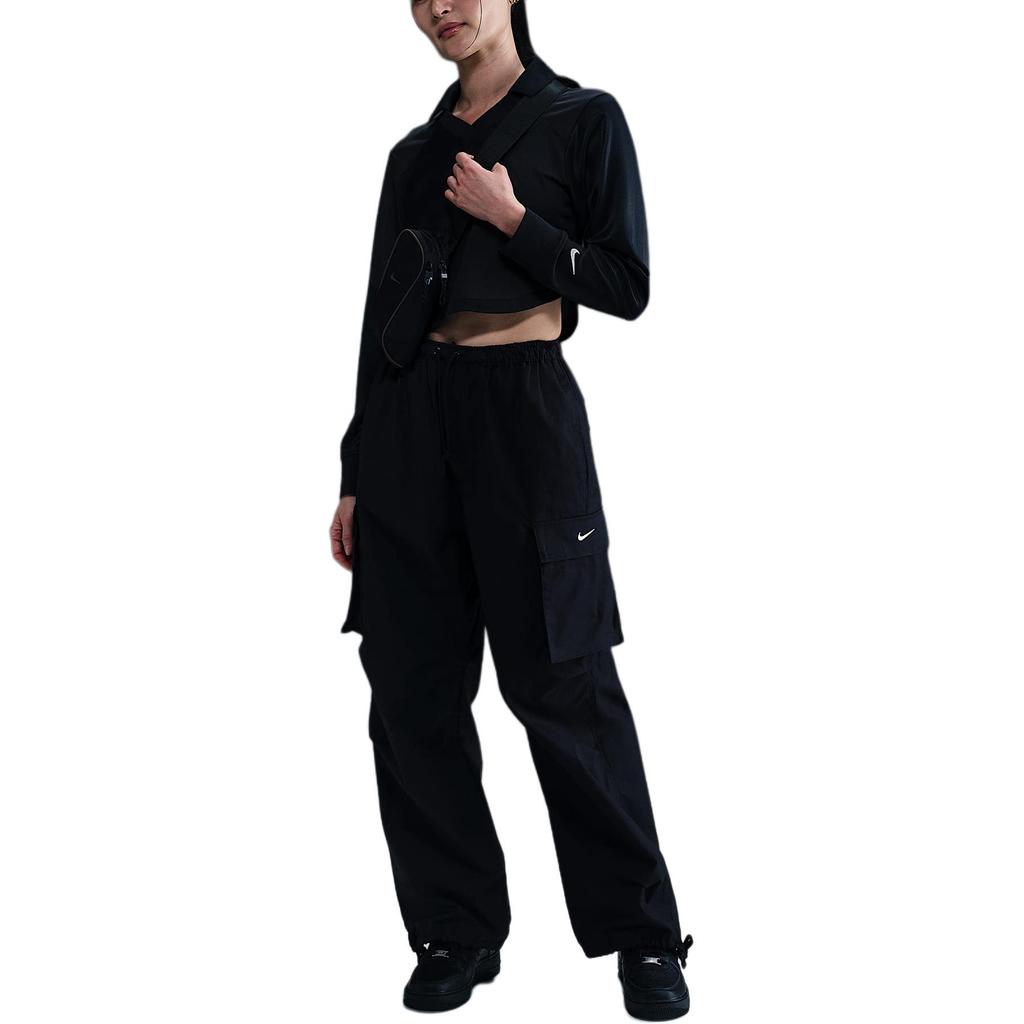 Nike Sportswear Logo Solid Comfortable Casual Work Pants Women Pants Black White IB1059-010