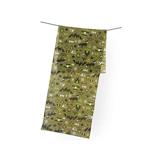 Maeda Dyeing Works ANDRIAS (Giant Salamander) Outdoor Tenugui Towel - Camp Khaki, 100% Cotton, Odor & Antibacterial, Quick-Drying, Portable, Made in