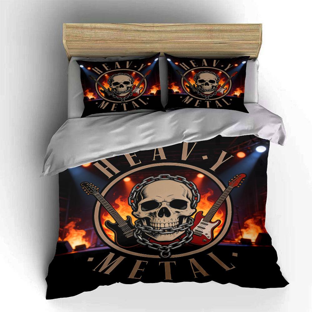 Heavy Metal Guitar Decor Set Soft Comfortable Duvet Cover Bedding Set Included 1*Duvet Cover & 2*Pillowcases, Gift