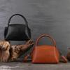 Johnature Handbag Genuine Leather Women Bag Retro Solid Color Versatile Large Capacity Shoulder & Crossbody Bags