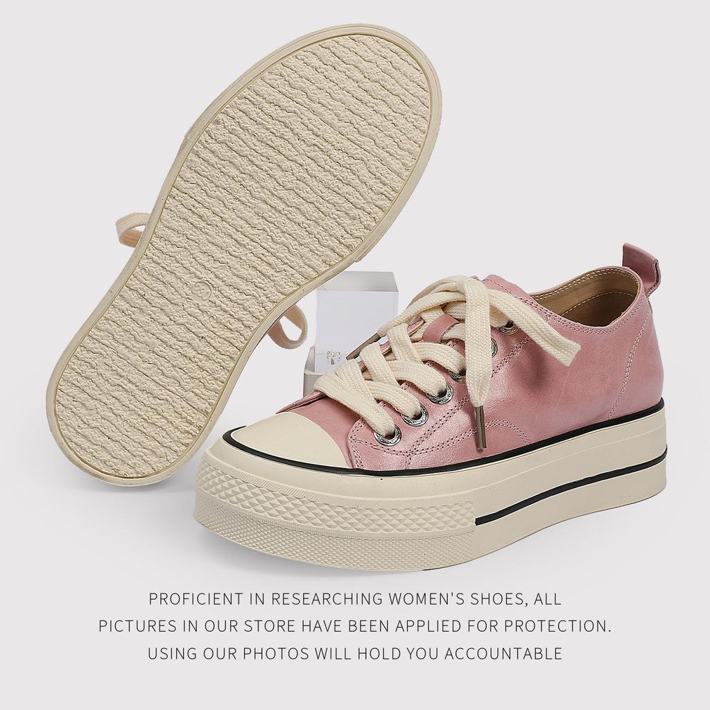 Wkładka ze skóry bydlęcej i owczej 5 cm Retro Gruba podeszwa Wszechstronne Wygodne Codzienne Buty Buty typu Board Shoes
