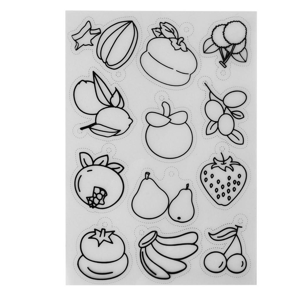 8pcs Fruit Vegetable Pattern Heat Shrink Sheet BOPS Colorable Sheets Shrinky Art Paper Different Patterns DIY Crafts Material