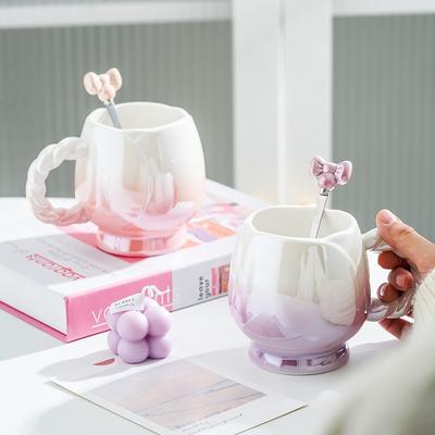 Flower Mug High Value Ceramic Cup Household Coffee Breakfast Cup Water Cup Girl Birthday Gift Souvenir