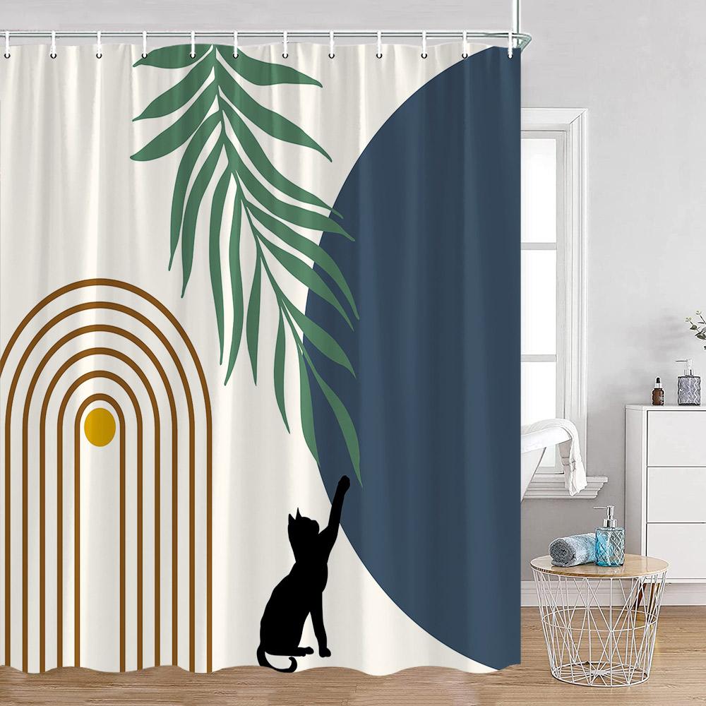 

Абстрактные шторки для душа Скандинавский стиль середины века Украшения для ванной комнаты Современная минималистичная шторка для ванны Полиэстер Декор для ванной 120x180cm-47x70in