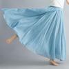 2024 Japan & Korea Loose Cotton-Linen Elastic Waist Midi Skirt – Solid Color A-line Swing Skirt
