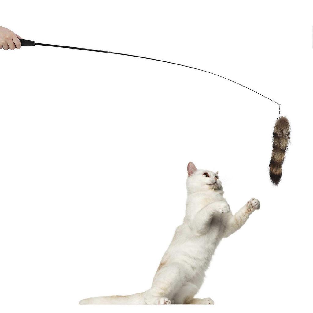 SCSYV Cat Artificial Tail Playing Sticks Toy Pet Retractable Wand Funny Rod Interactive Toy
