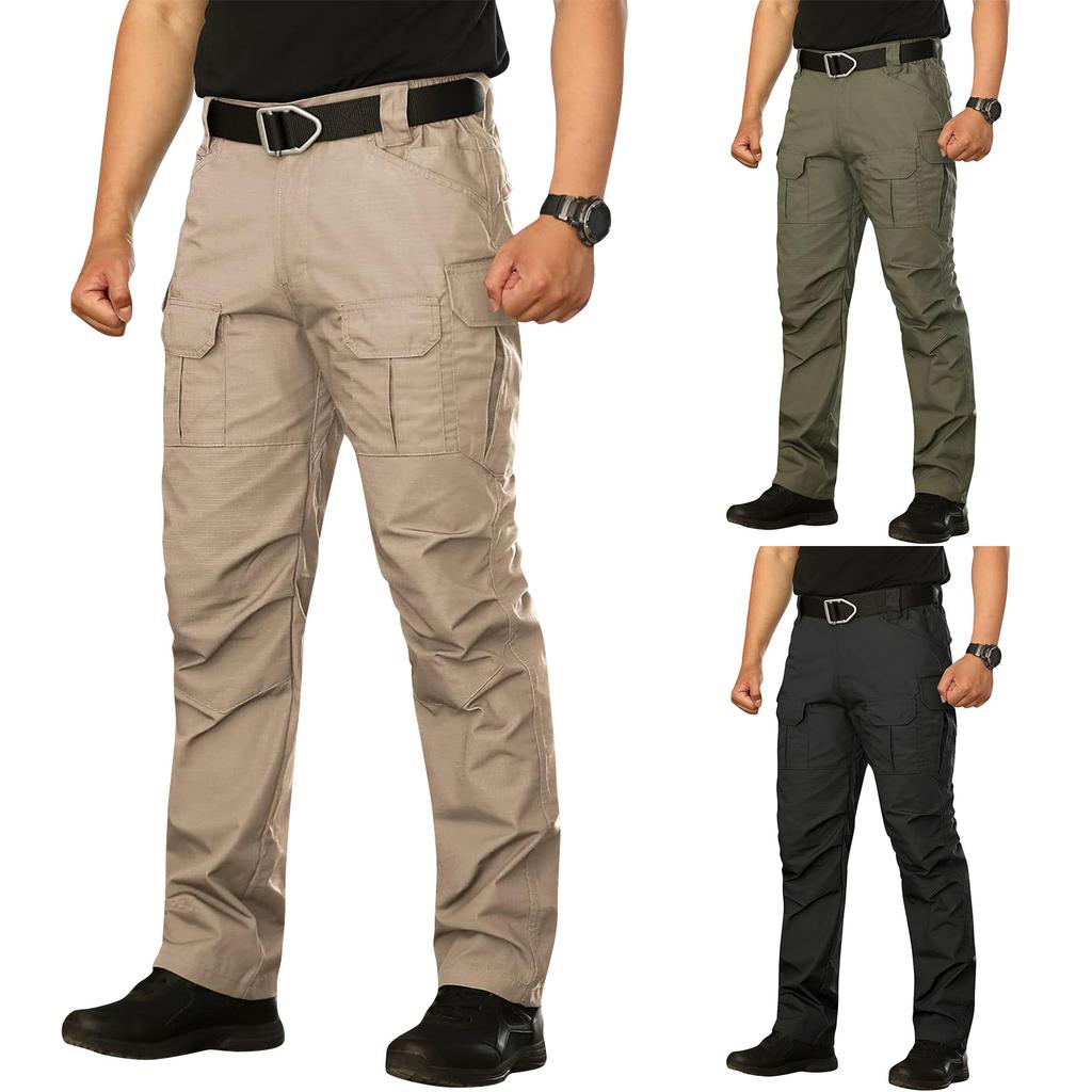 Men's Tactical Cargo Pants Outdoor Durable Work Trousers Multi Pocket Straight Leg Lightweight Breathable Fabric for Summer