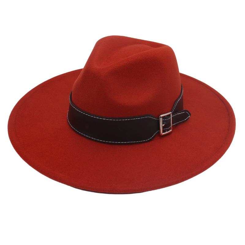 New Black Belt, Large Brim, High-End Clothing With Wholesale Men'S And Women'S Felt Woolen Top Hats