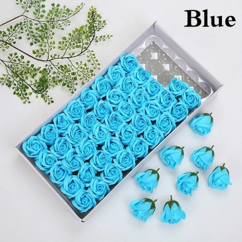 50pcs/box Soap Rose Heads Romantic Wedding Valentine's Day Gift Wedding Banquet Home Decoration Holding Flowers
