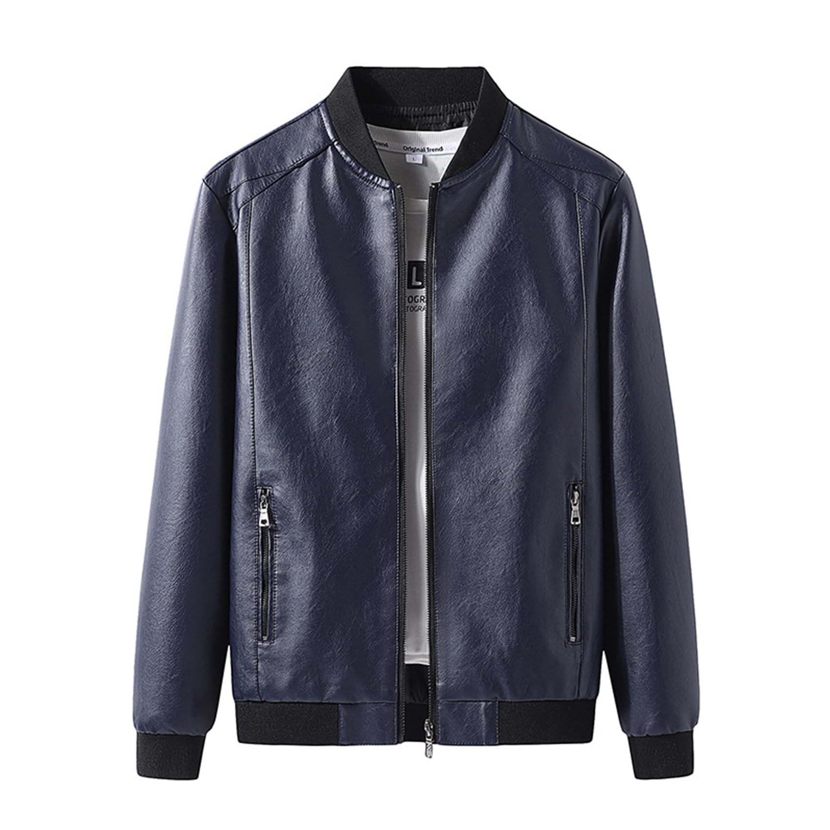 Kayiyasu Tailored Leather Lightweight PU Leather Biker Plus Size Men s Jacket, Outerwear, Jacket, Blouson, Outerwear, Jacket, Business, Casual,
