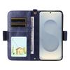 For Samsung Galaxy S25+ Leather Case Magnetic Closure Wallet Stand Phone Cover with Crossbody Strap