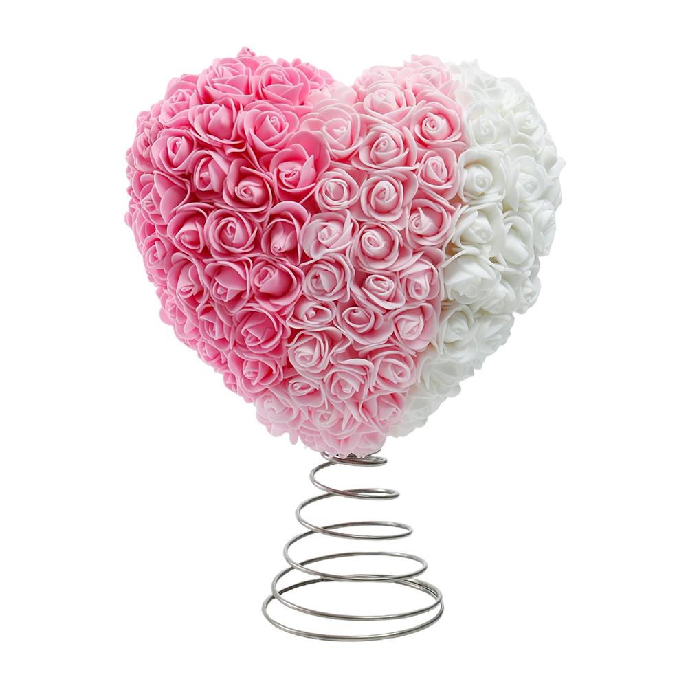 

Artificial Rose Heart Tree Topper PE Flower Foam Design Valentine Gift Romantic Home Decor Birthday Party Present for Girl Women
