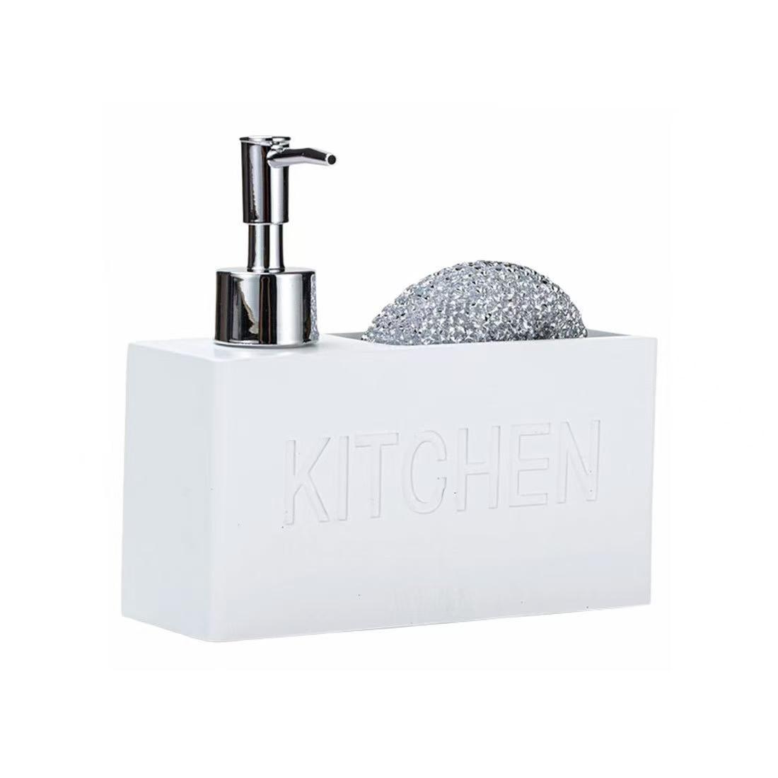 

Multifunctional Soap Dispenser, Countertop Lotion Bottle with Sponge Holder, Bathroom Liquid Soap Dispenser, Practical Sink Refi білий