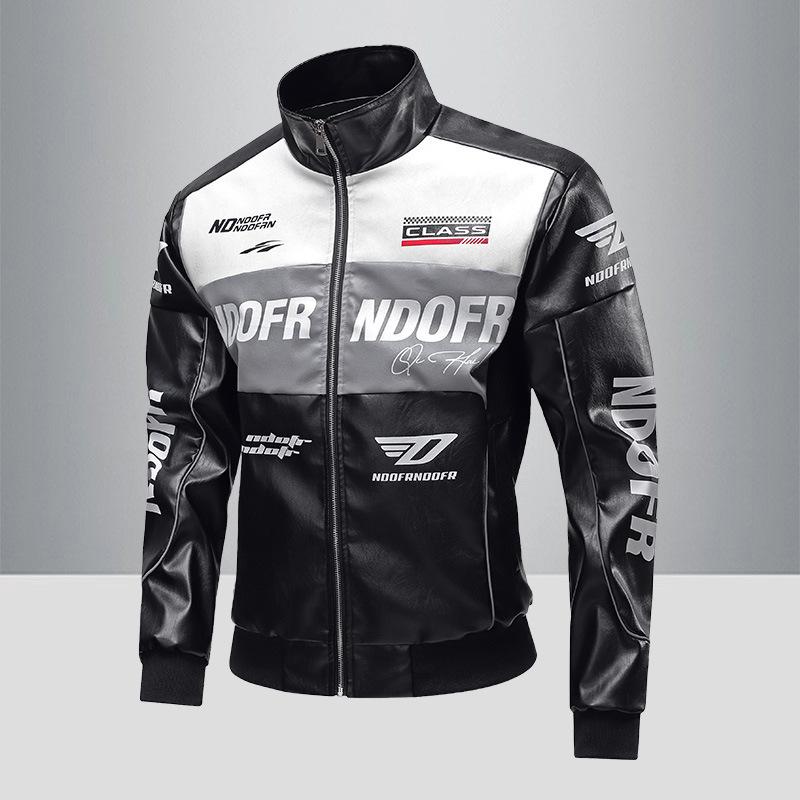 Amerikanische Lederjacke Herren Frühling und Herbst neue trendige Marke gutaussehend hochwertig lässig Stehkragen Motorradlederjacke