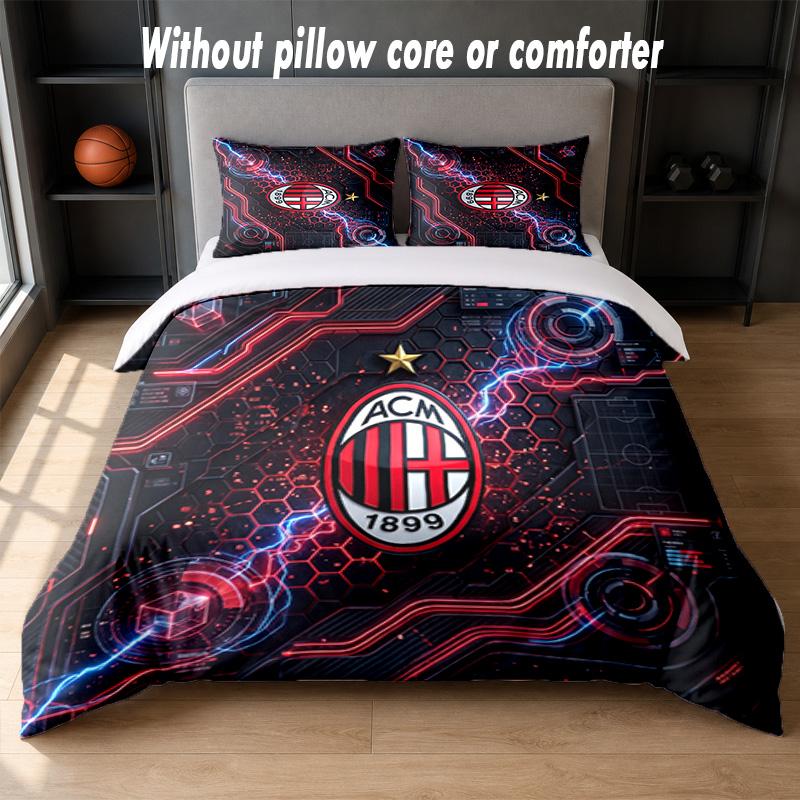 AC Milan Design Bed Bedding Set 1 Duvet Cover + 2 Pillowcases Soft Breathable Household Bed Linens