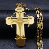 Men's Gold Stainless Steel Large Cross Necklace - Christmas Gift Jewelry