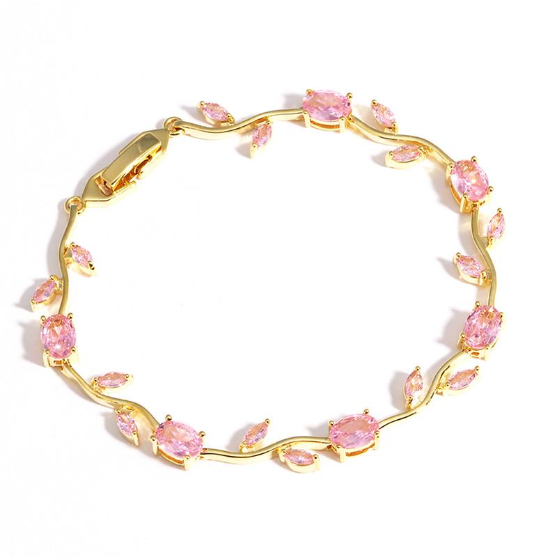 Colorful Leaf Cubic Zirconia Cz Crystal Bridal Bridesmaid Wedding Jewelry Bracelets Gift For Women Mom On Wedding Day