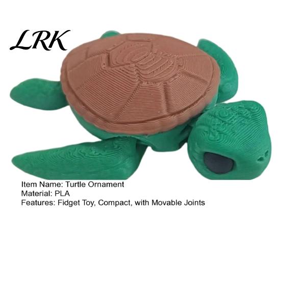 Animal Stress Relief Toy 3D Printed Turtle Ornament, Tiny Figurine with Movable Joints, Cute Mini Fidget for Kids Adults Desk Accessory Interactive