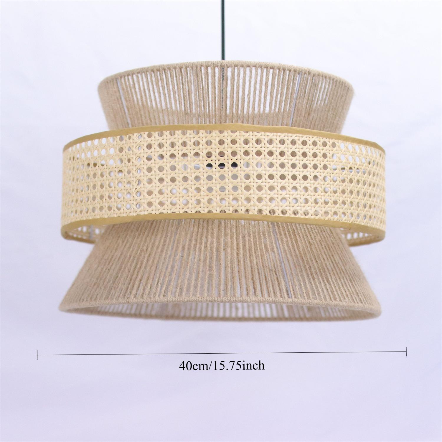 

JOYINLED Vintage Wabi Sabi Chandelier 40CM Handmade Hemp Rope Pendant Light For Restaurant Bar Cafe Dining Room Led Rattan Lamp No Bulb